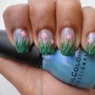 Narysuj liście klonu i kwiaty na paznokciach